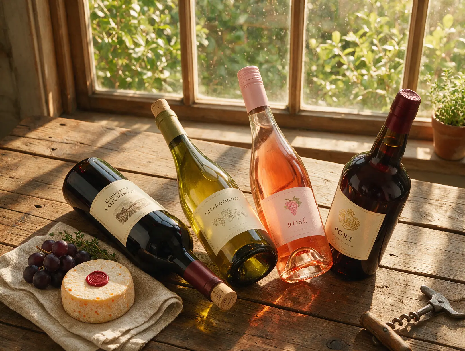 bouteilles vin types naturelles table bois