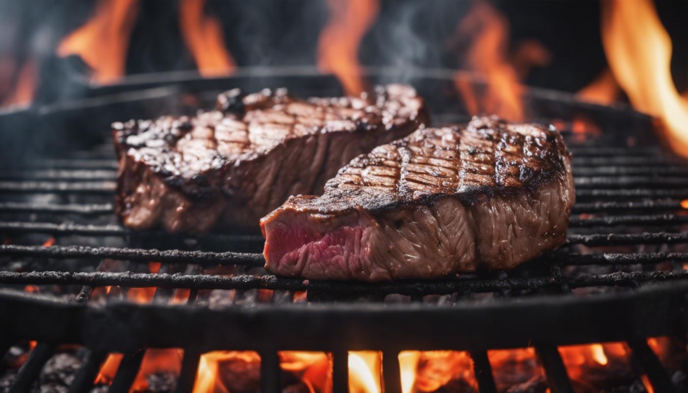 gros plan steak barbecue