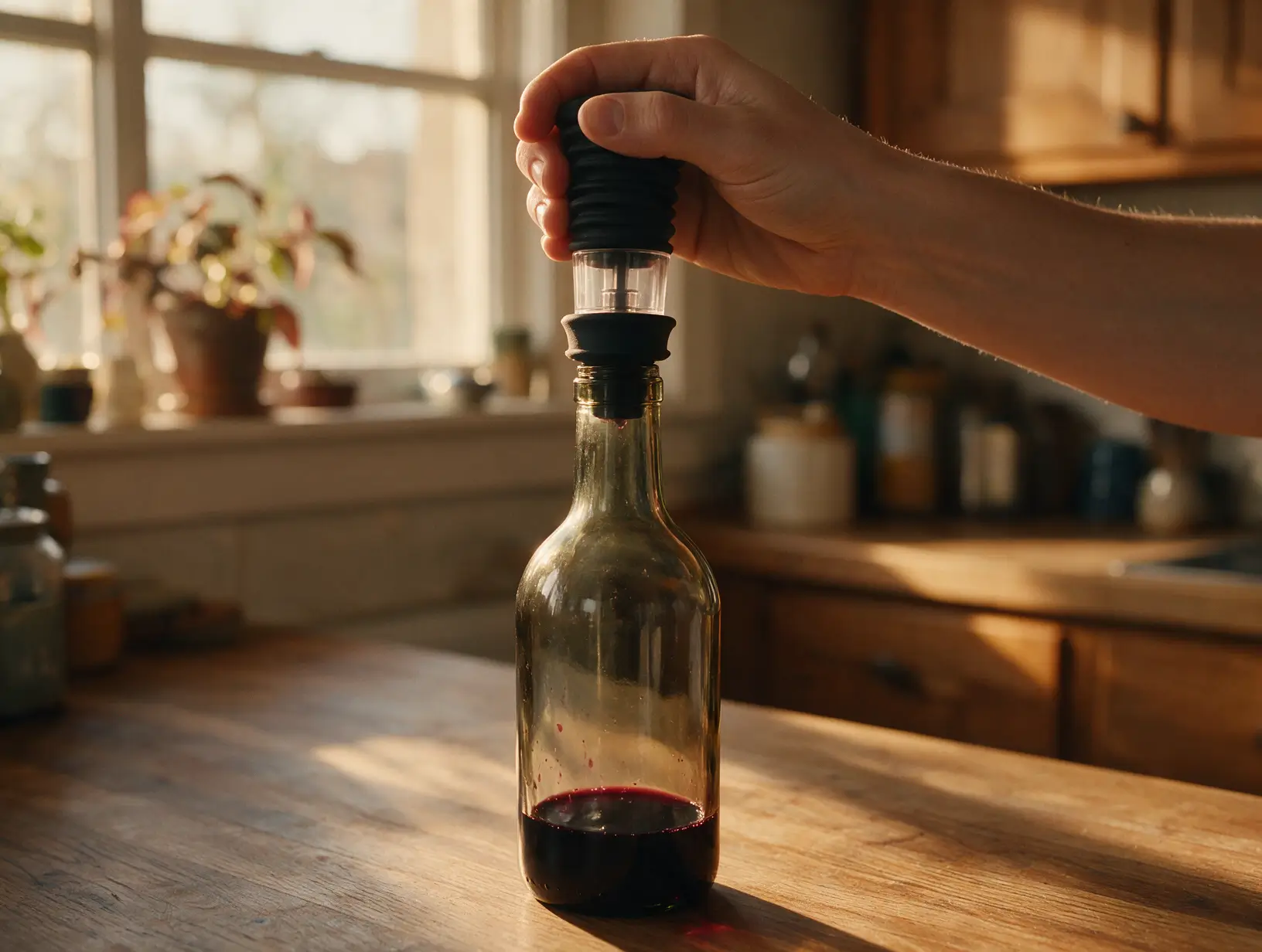 pompe vide vin bouteille cuisine chaleureuse